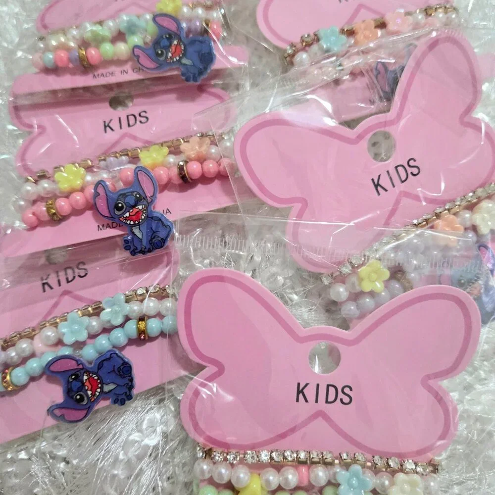Kids Lot of 12 pcs x 3 Stitch Style Pastel Color's Bracelet's for Girl's